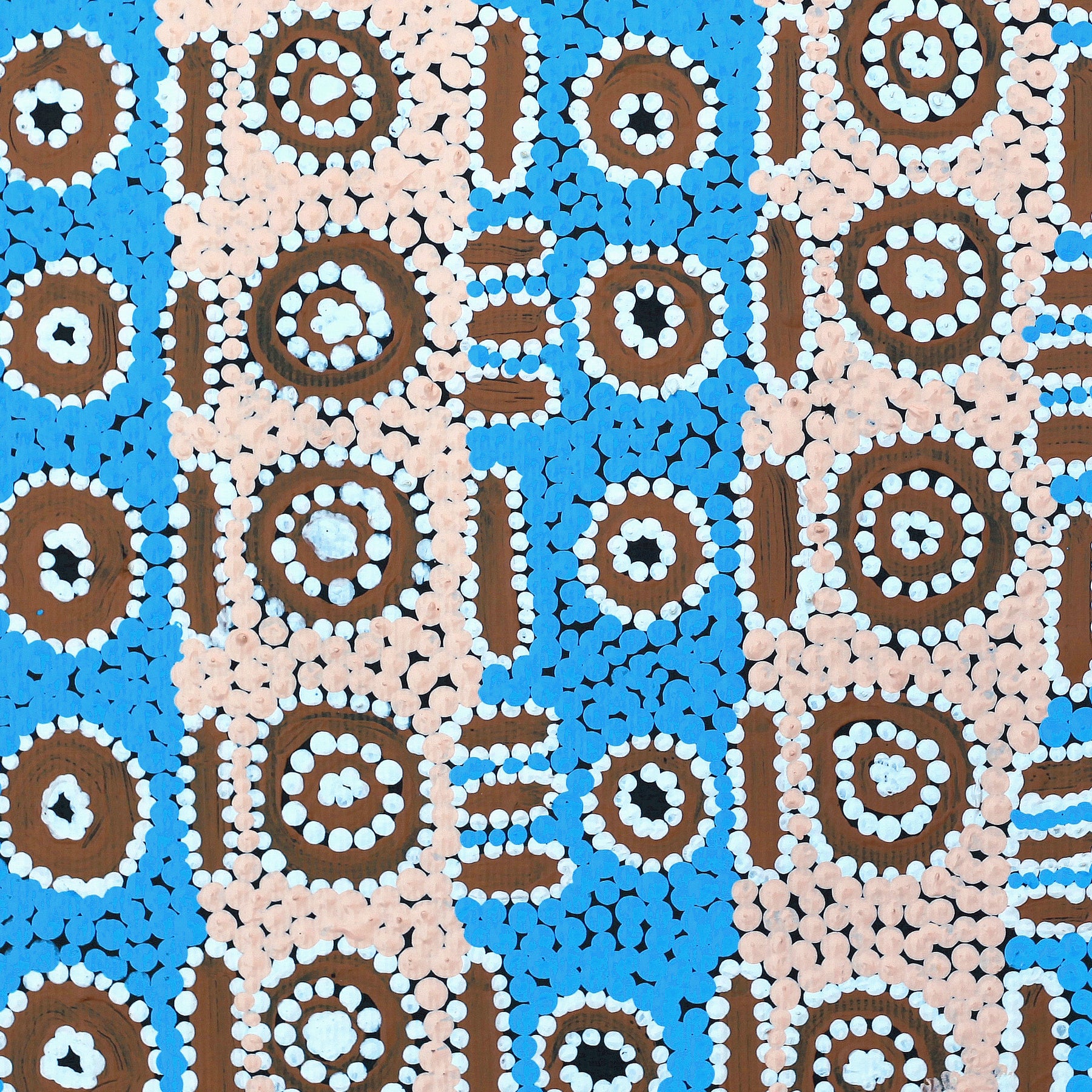 Painting 30x30cm prestretched Daisy Napangardi Frank Karnta Jukurrpa (Womens Dreaming) - Warlukurlangu