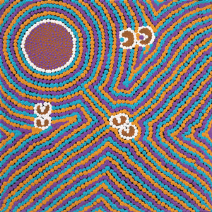 Aboriginal Art by Celestine Nungarrayi Tex, Lappi Lappi Jukurrpa, 30x30cm - ART ARK®