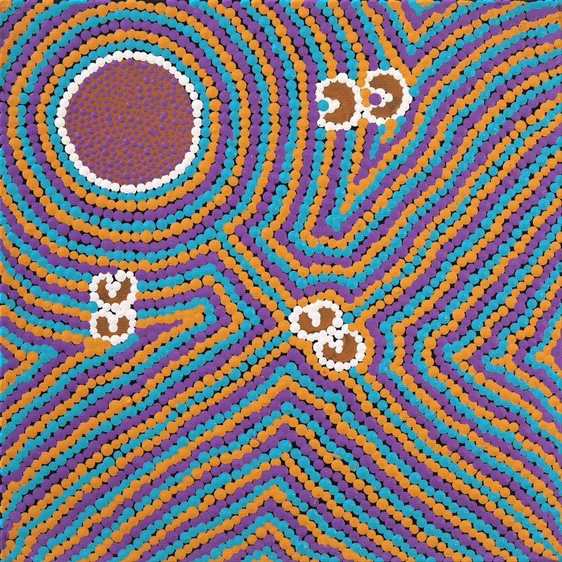 Aboriginal Artwork by Celestine Nungarrayi Tex, Lappi Lappi Jukurrpa, 30x30cm