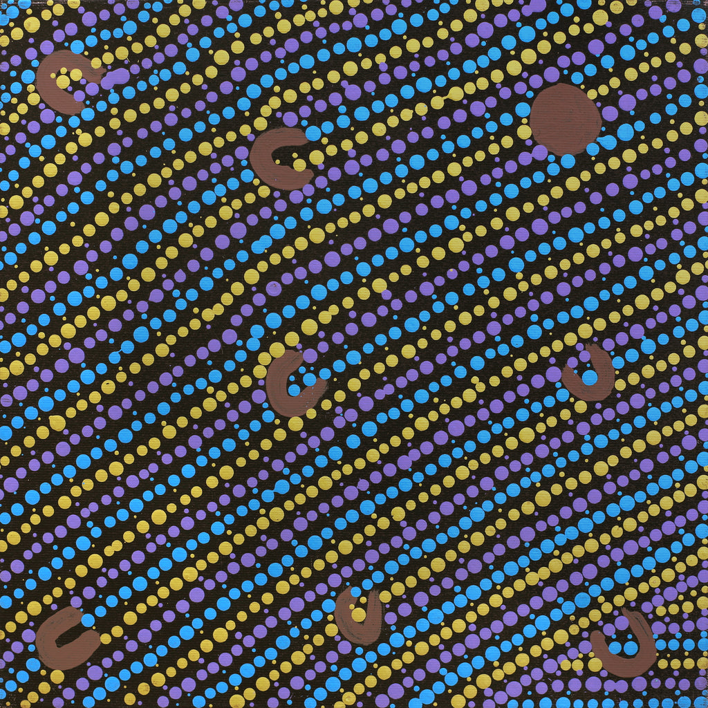 Aboriginal Artwork by Celestine Nungarrayi Tex, Lappi Lappi Jukurrpa, 30x30cm