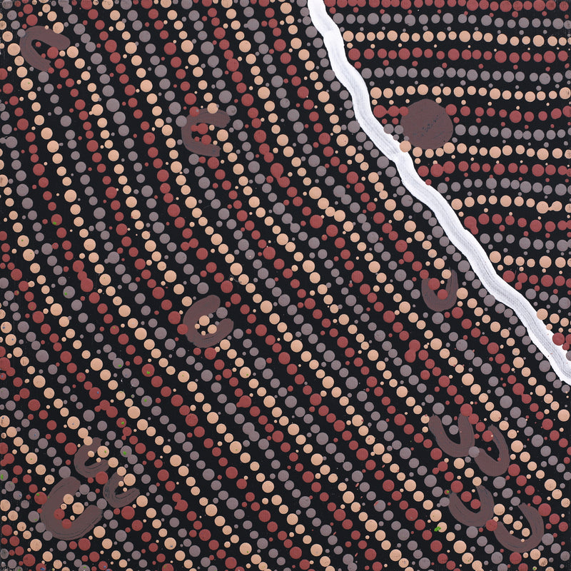 Aboriginal Artwork by Celestine Nungarrayi Tex, Lappi Lappi Jukurrpa, 30x30cm