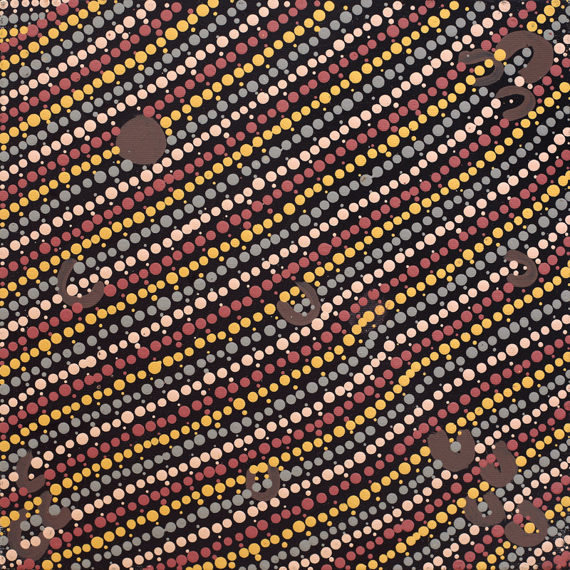 Aboriginal Artwork by Celestine Nungarrayi Tex, Lappi Lappi Jukurrpa, 30x30cm