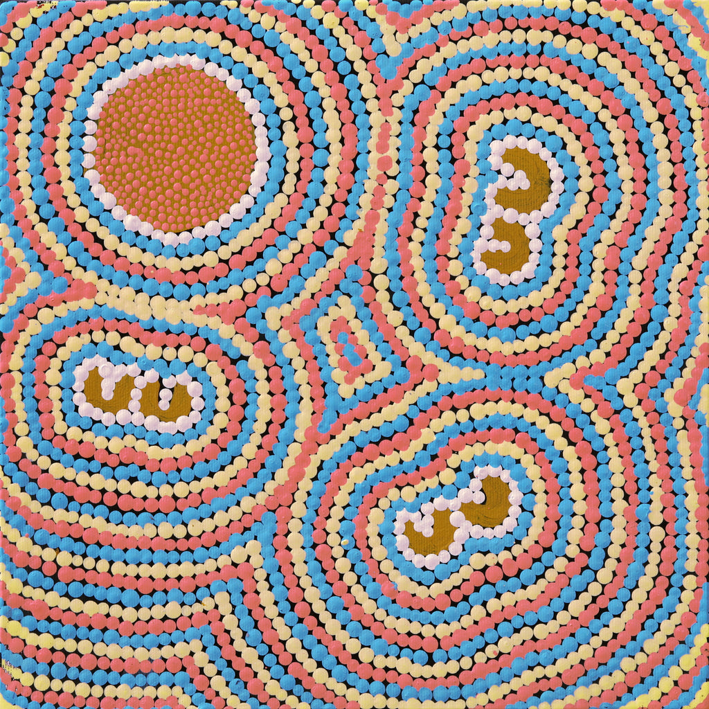 Aboriginal Artwork by Celestine Nungarrayi Tex, Lappi Lappi Jukurrpa, 30x30cm
