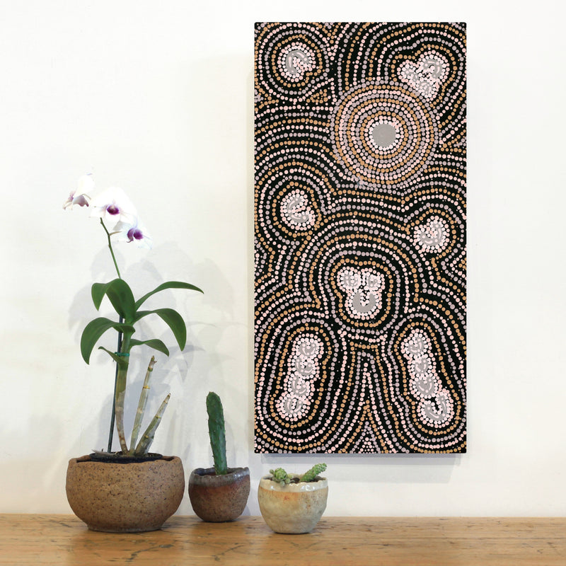 Aboriginal Artwork by Celestine Nungarrayi Tex, Lappi Lappi Jukurrpa, 61x30cm