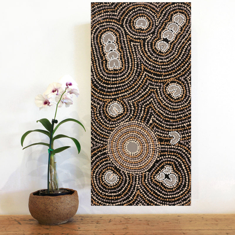 Aboriginal Artwork by Celestine Nungarrayi Tex, Lappi Lappi Jukurrpa, 61x30cm