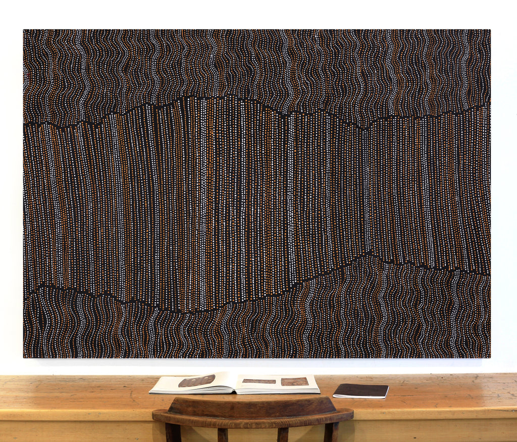 Aboriginal Artwork by Chantelle Nampijinpa Robertson, Ngapa Jukurrpa (Water Dreaming) - Puyurru, 152x107cm