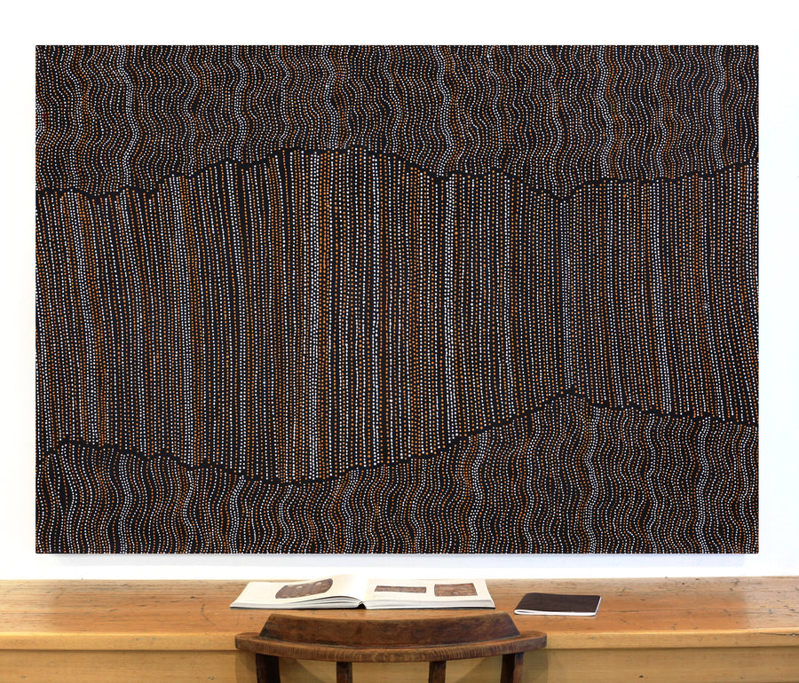 Aboriginal Artwork by Chantelle Nampijinpa Robertson, Ngapa Jukurrpa (Water Dreaming) - Puyurru, 152x107cm