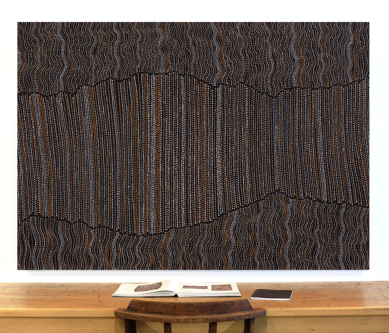 Aboriginal Artwork by Chantelle Nampijinpa Robertson, Ngapa Jukurrpa (Water Dreaming) - Puyurru, 152x107cm