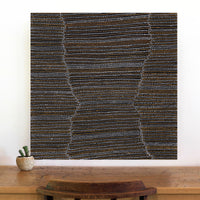 Aboriginal Artwork by Chantelle Nampijinpa Robertson, Ngapa Jukurrpa (Water Dreaming) - Puyurru, 76x76cm