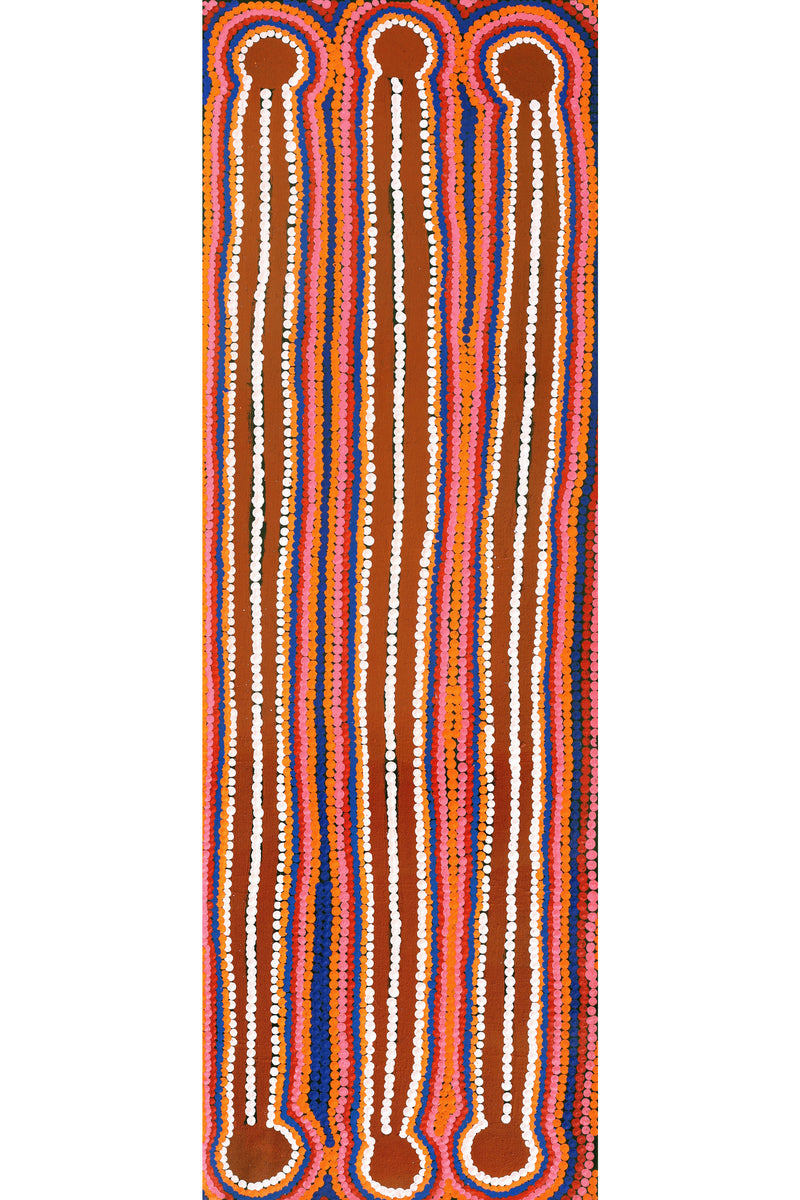 Aboriginal Art by Chantelle Napanangka Williams, Yarla Jukurrpa (Bush Potato Dreaming) - Cockatoo Creek, 91x30cm - ART ARK®