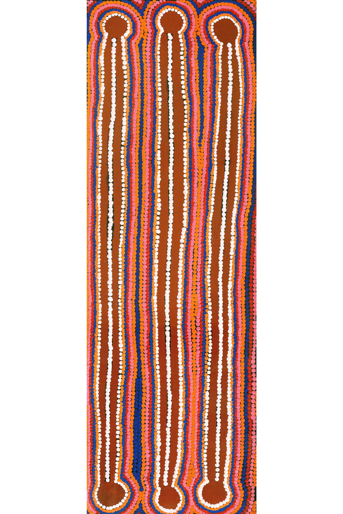 Aboriginal Artwork by Chantelle Napanangka Williams, Yarla Jukurrpa (Bush Potato Dreaming) - Cockatoo Creek, 91x30cm