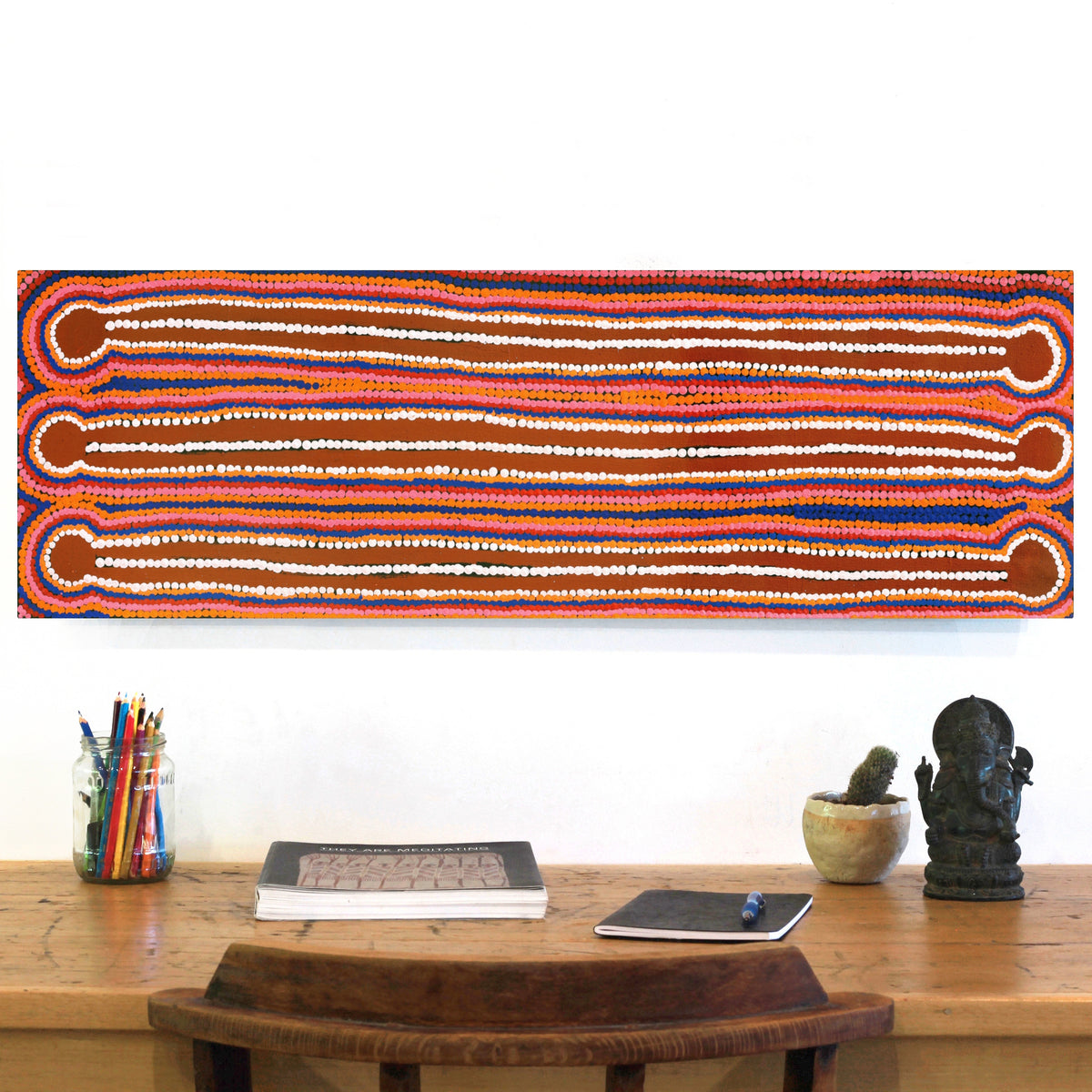 Aboriginal Art by Chantelle Napanangka Williams, Yarla Jukurrpa (Bush Potato Dreaming) - Cockatoo Creek, 91x30cm - ART ARK®