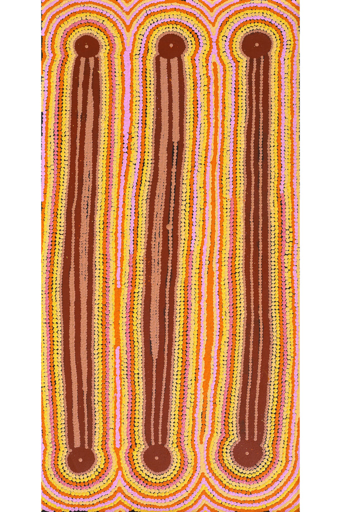 Aboriginal Artwork by Chantelle Napanangka Williams, Yarla Jukurrpa (Bush Potato Dreaming) - Cockatoo Creek, 91x46cm