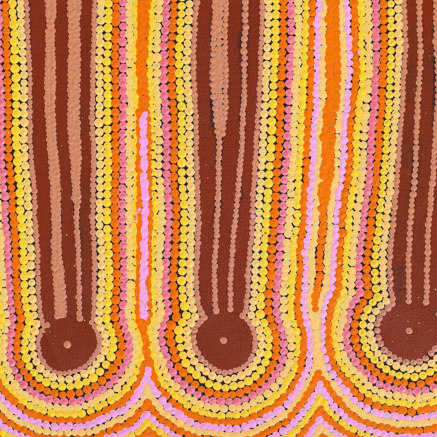 Aboriginal Artwork by Chantelle Napanangka Williams, Yarla Jukurrpa (Bush Potato Dreaming) - Cockatoo Creek, 91x46cm
