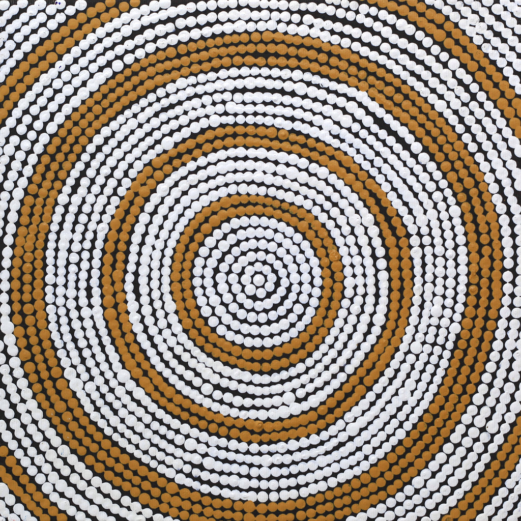 Aboriginal Artwork by Chantelle Nampijinpa Robertson, Ngapa Jukurrpa (Water Dreaming) - Puyurru, 30x30cm