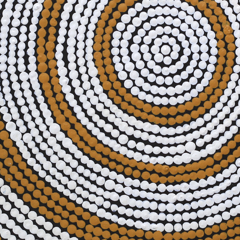 Aboriginal Artwork by Chantelle Nampijinpa Robertson, Ngapa Jukurrpa (Water Dreaming) - Puyurru, 30x30cm