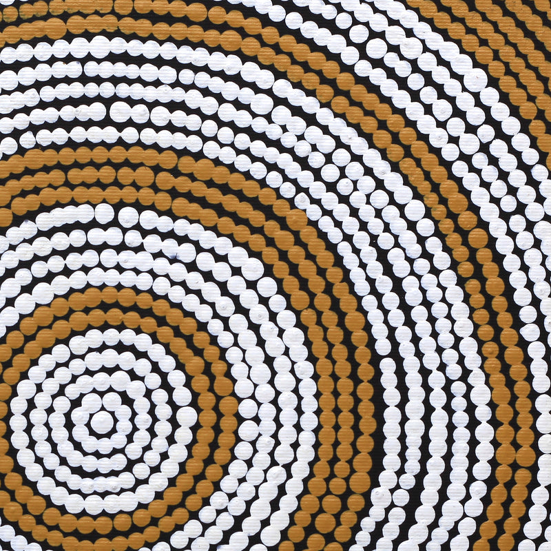 Aboriginal Artwork by Chantelle Nampijinpa Robertson, Ngapa Jukurrpa (Water Dreaming) - Puyurru, 30x30cm