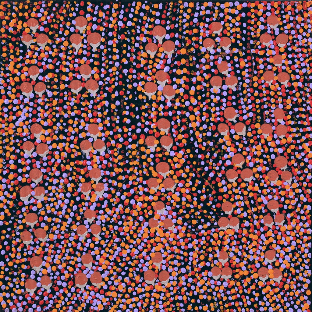 Aboriginal Artwork by Charlene Napanangka Marshall, Wanakiji Jukurrpa (Bush Tomato Dreaming), 30x30cm - ART ARK®