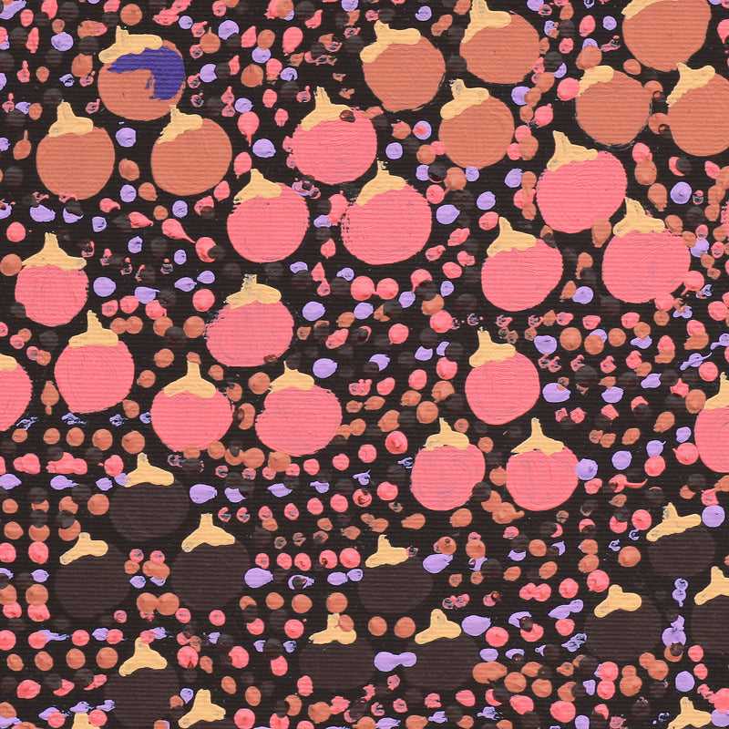 Aboriginal Artwork by Charlene Napanangka Marshall, Wanakiji Jukurrpa (Bush Tomato Dreaming), 30x30cm