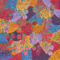 Aboriginal Artwork by Charlene Napanangka Marshall, Wanakiji Jukurrpa (Bush Tomato Dreaming), 30x30cm