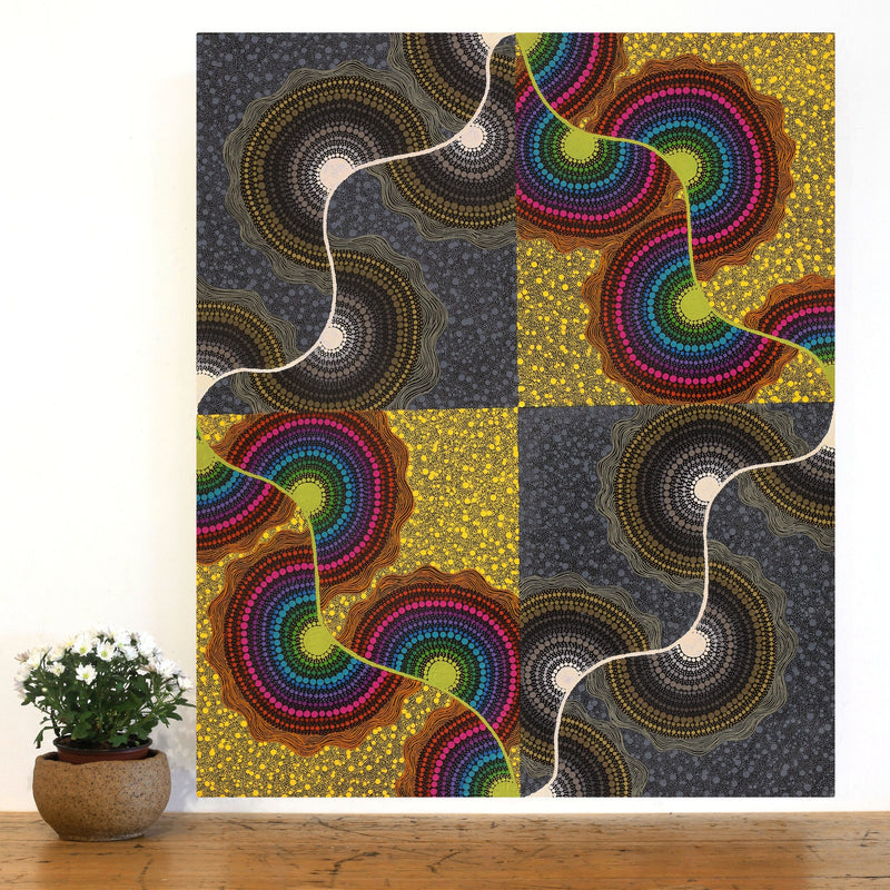 Aboriginal Artwork by Charmaine Napangardi Granites, Watiya-warnu Jukurrpa (Seed Dreaming), 91x76cm