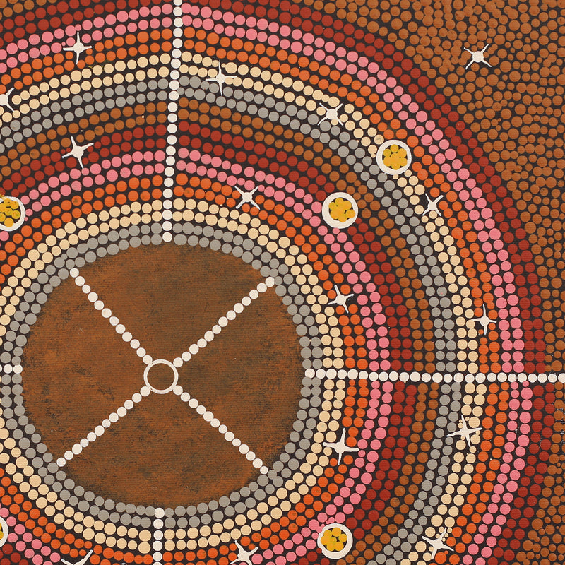 Aboriginal Artwork by Cherina Nampijinpa Singleton, Watiya-warnu Jukurrpa (Seed Dreaming), 40x40cm