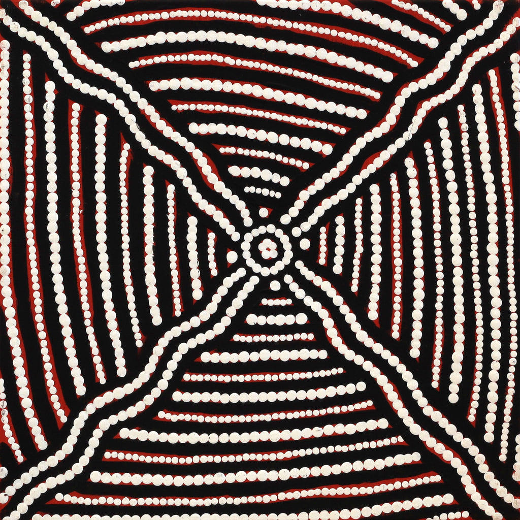 Aboriginal Artwork by Clarise Napurrurla Nelson, Yarla Jukurrpa (Bush Potato Dreaming) - Cockatoo Creek, 30x30cm