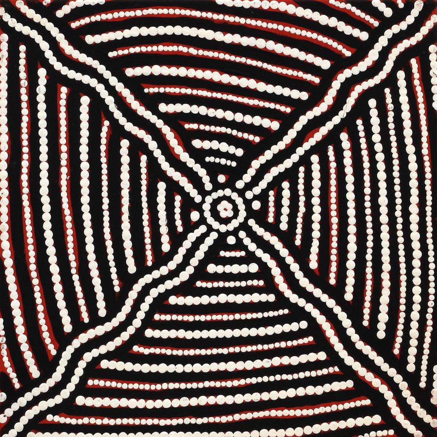 Aboriginal Artwork by Clarise Napurrurla Nelson, Yarla Jukurrpa (Bush Potato Dreaming) - Cockatoo Creek, 30x30cm