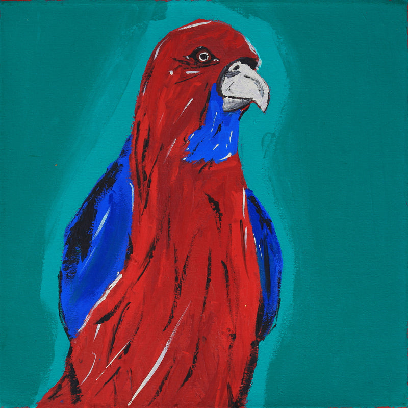 Aboriginal Artwork by Cherylyn Napangardi Granites, Jurlpu kuja kalu nyinami Yurntumu-wana (Birds that live around Yuendumu), 46x46cm