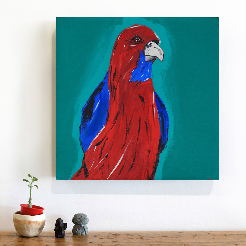 Aboriginal Artwork by Cherylyn Napangardi Granites, Jurlpu kuja kalu nyinami Yurntumu-wana (Birds that live around Yuendumu), 46x46cm