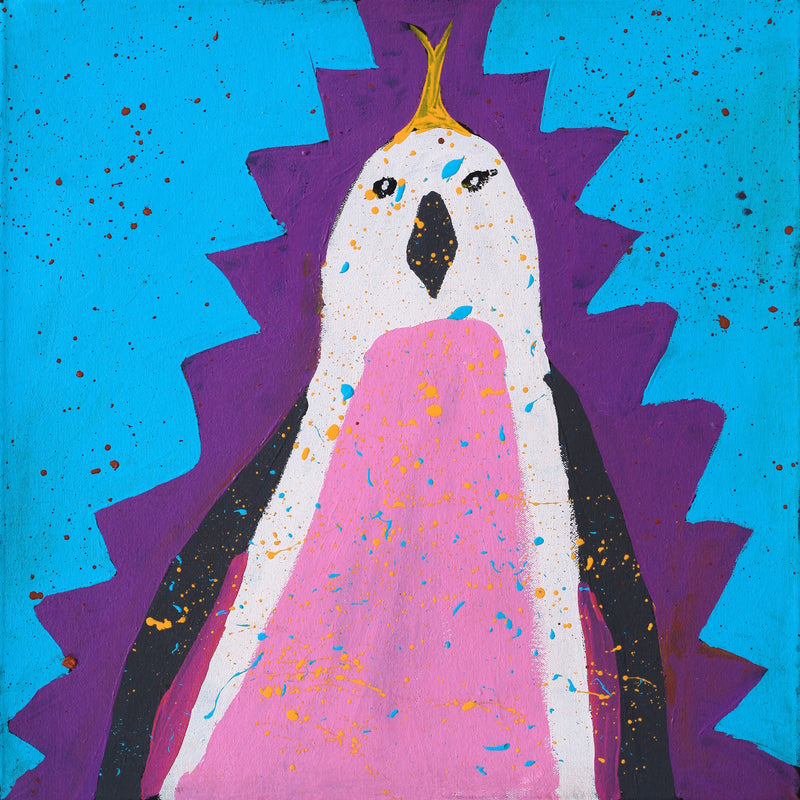 Aboriginal Artwork by Cherylyn Napangardi Granites, Jurlpu kuja kalu nyinami Yurntumu-wana (Birds that live around Yuendumu), 46x46cm