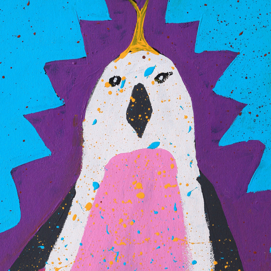 Aboriginal Artwork by Cherylyn Napangardi Granites, Jurlpu kuja kalu nyinami Yurntumu-wana (Birds that live around Yuendumu), 46x46cm