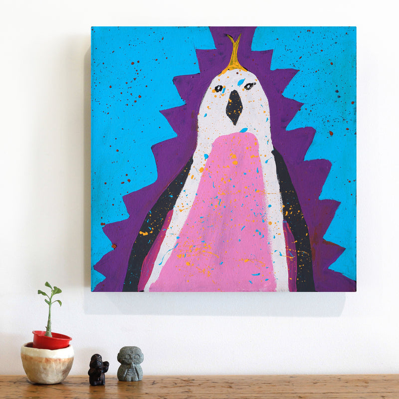 Aboriginal Artwork by Cherylyn Napangardi Granites, Jurlpu kuja kalu nyinami Yurntumu-wana (Birds that live around Yuendumu), 46x46cm