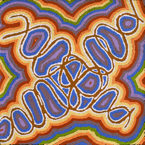 Aboriginal Artwork by Cheryl Nakamarra Walker, Yarla Jukurrpa (Bush Potato Dreaming) - Cockatoo Creek, 46x46cm - ART ARK®