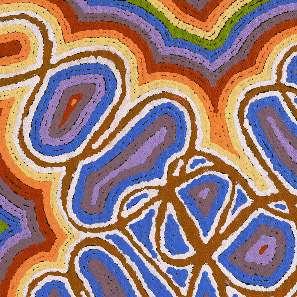 Aboriginal Artwork by Cheryl Nakamarra Walker, Yarla Jukurrpa (Bush Potato Dreaming) - Cockatoo Creek, 46x46cm - ART ARK®