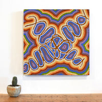 Aboriginal Artwork by Cheryl Nakamarra Walker, Yarla Jukurrpa (Bush Potato Dreaming) - Cockatoo Creek, 46x46cm