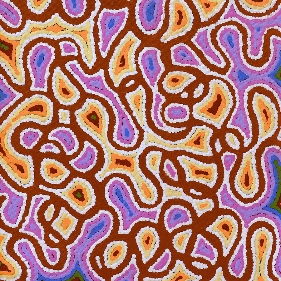 Aboriginal Artwork by Cheryl Nakamarra Walker, Yarla Jukurrpa (Bush Potato Dreaming) - Cockatoo Creek, 91x30cm