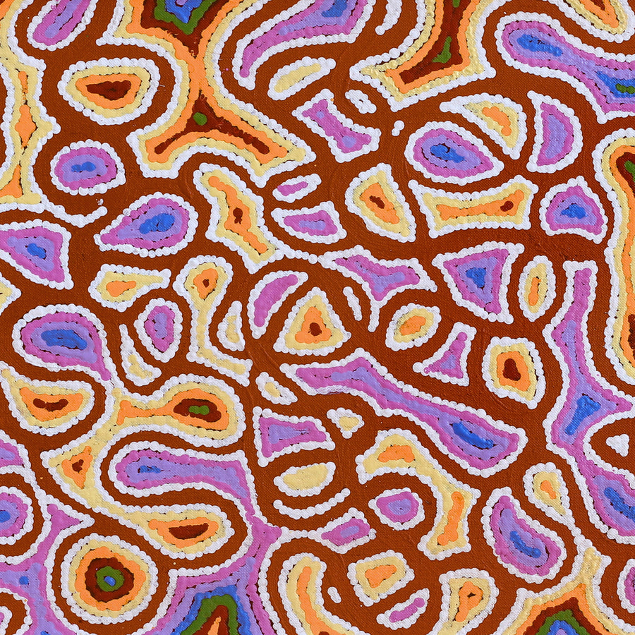 Aboriginal Artwork by Cheryl Nakamarra Walker, Yarla Jukurrpa (Bush Potato Dreaming) - Cockatoo Creek, 91x30cm