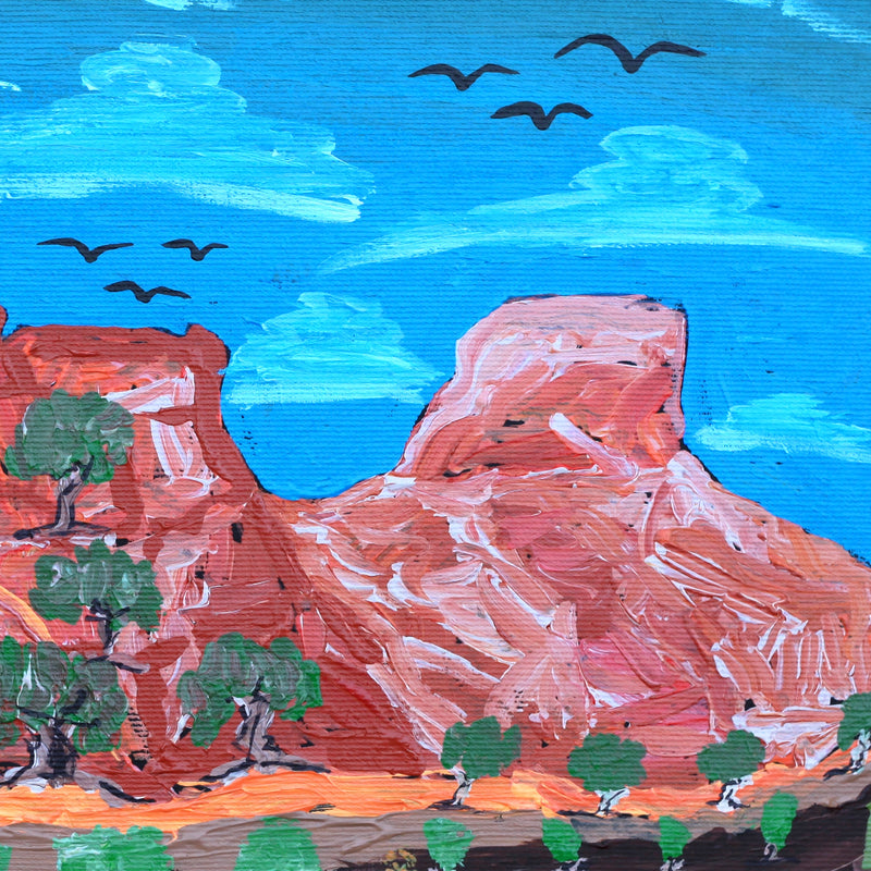 Aboriginal Artwork by Cherylyn Napangardi Granites, Nguru Yurntumu-wana (Country around Yuendumu), 30x30cm