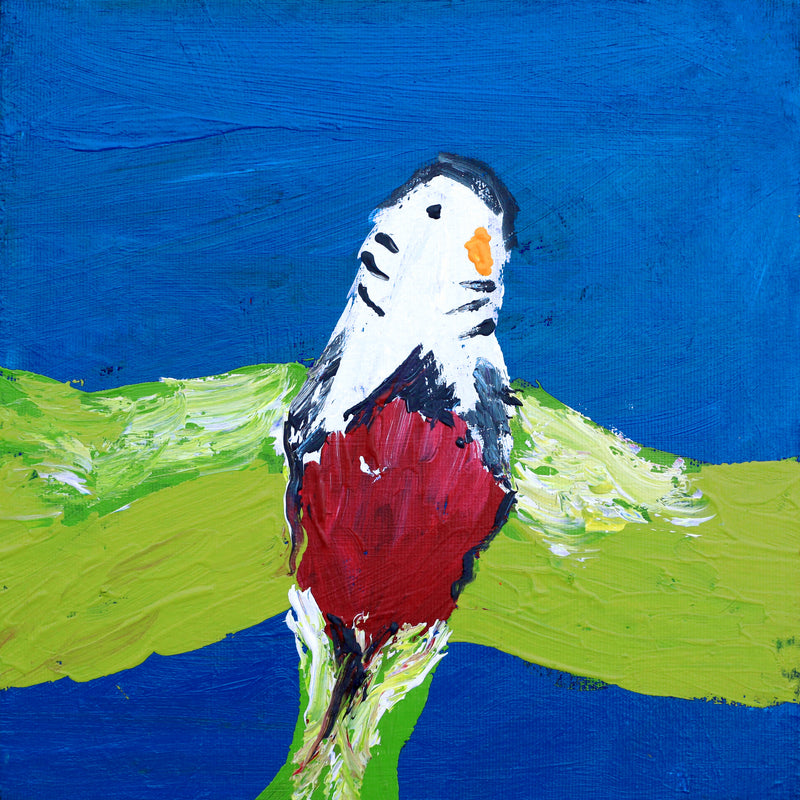 Aboriginal Artwork by Cherylyn Napangardi Granites, Jurlpu kuja kalu nyinami Yurntumu-wana (Birds that live around Yuendumu), 30x30cm