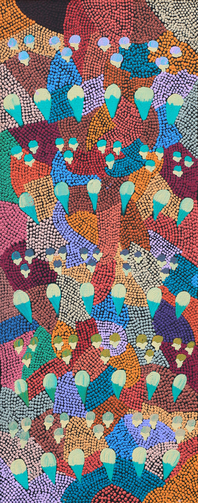 Aboriginal Artwork by Charlene Napanangka Marshall, Wanakiji Jukurrpa (Bush Tomato Dreaming), 76x30cm