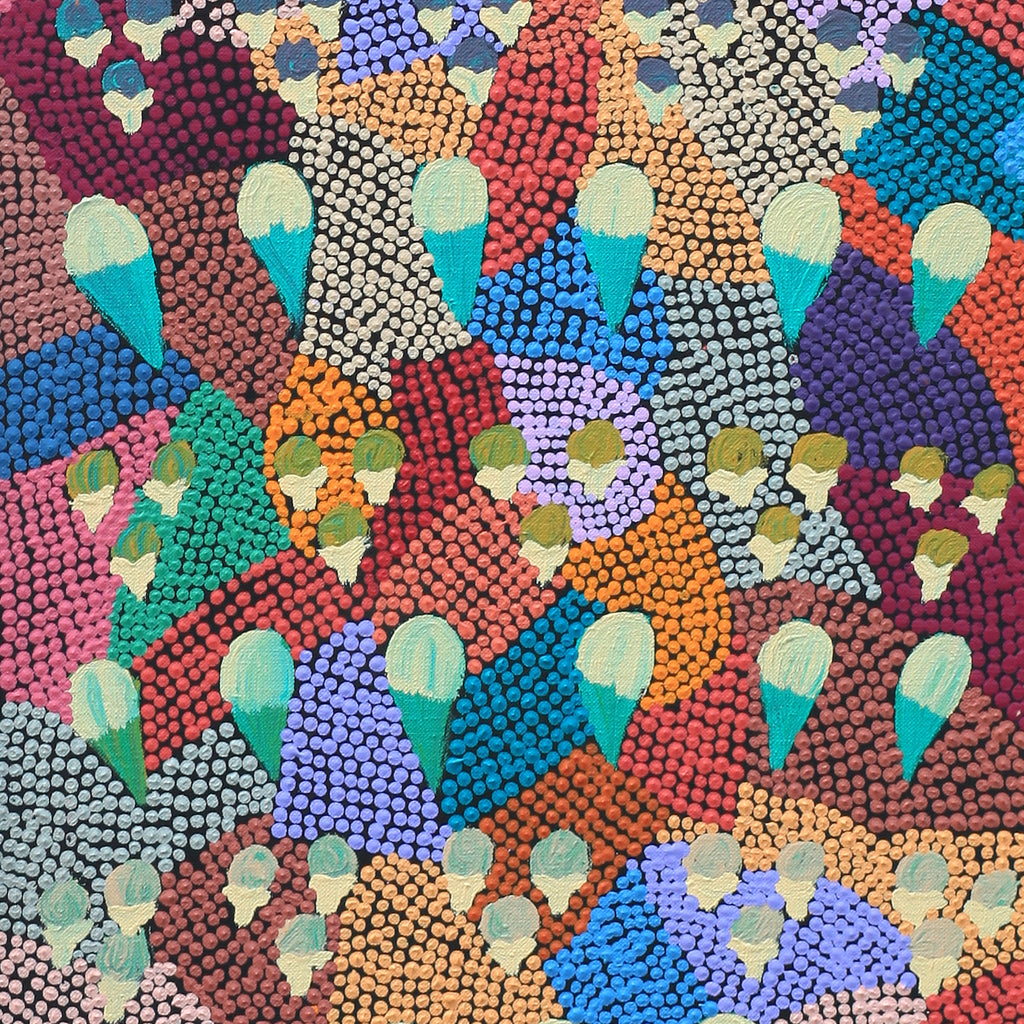 Aboriginal Artwork by Charlene Napanangka Marshall, Wanakiji Jukurrpa (Bush Tomato Dreaming), 76x30cm