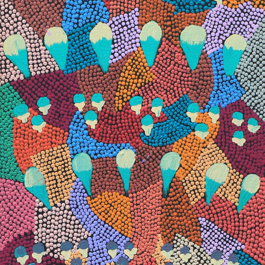 Aboriginal Artwork by Charlene Napanangka Marshall, Wanakiji Jukurrpa (Bush Tomato Dreaming), 76x30cm - ART ARK®