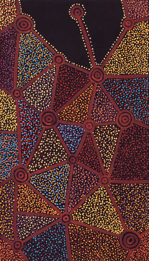 Aboriginal Artwork by Christopher Japangardi Michaels, Ngapa Jukurrpa (Water Dreaming) - Puyurru, 107x61cm