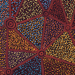 Aboriginal Artwork by Christopher Japangardi Michaels, Ngapa Jukurrpa (Water Dreaming) - Puyurru, 107x61cm - ART ARK®