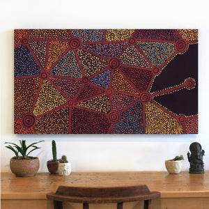 Aboriginal Artwork by Christopher Japangardi Michaels, Ngapa Jukurrpa (Water Dreaming) - Puyurru, 107x61cm - ART ARK®