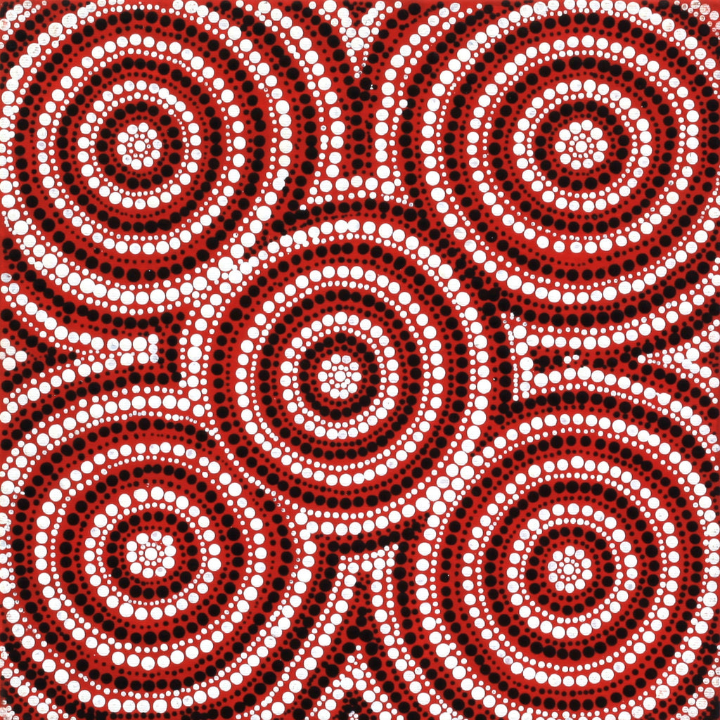 Aboriginal Artwork by Chriselda Nangala Egan, Watiya-warnu Jukurrpa (Seed Dreaming), 30x30cm