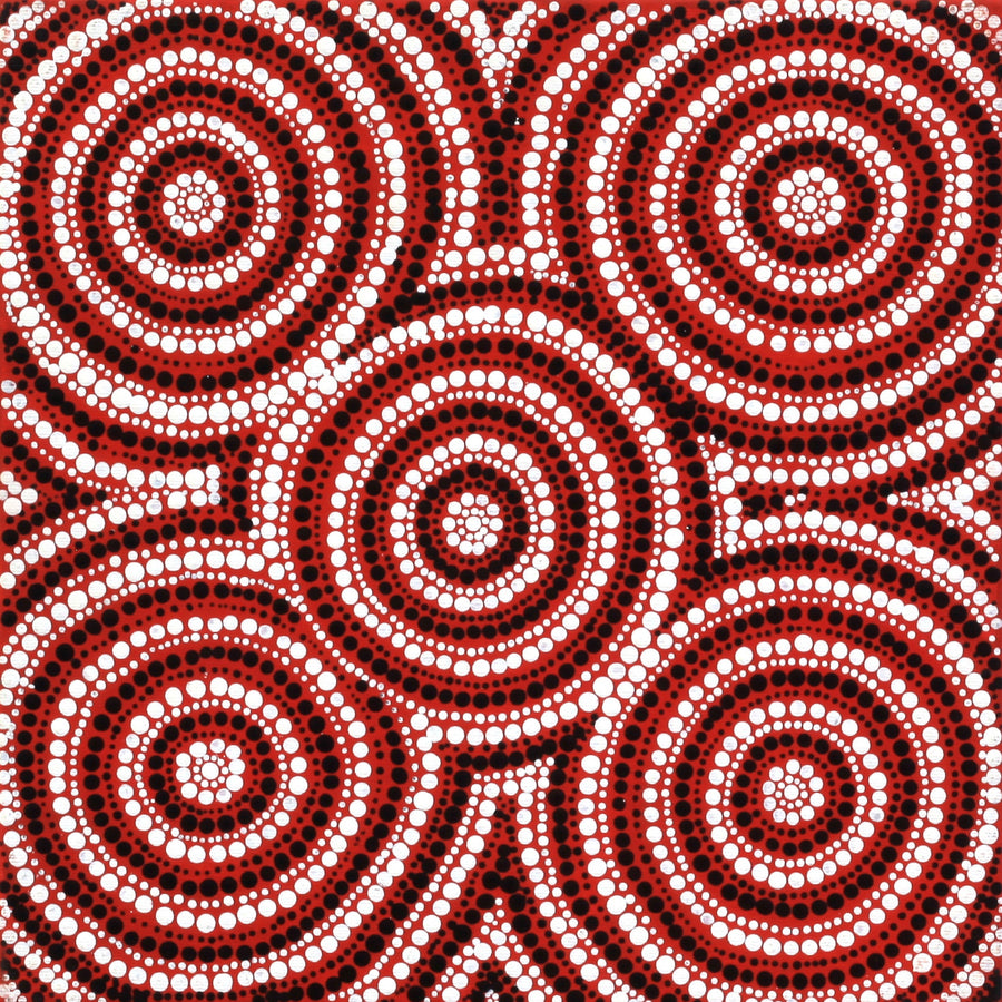Aboriginal Artwork by Chriselda Nangala Egan, Watiya-warnu Jukurrpa (Seed Dreaming), 30x30cm