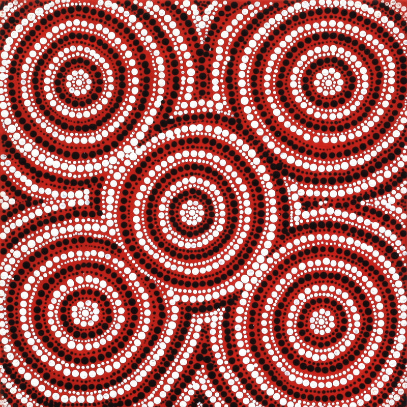 Aboriginal Artwork by Chriselda Nangala Egan, Watiya-warnu Jukurrpa (Seed Dreaming), 30x30cm