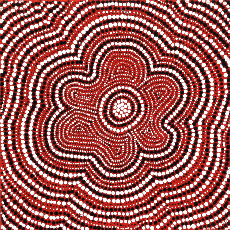 Aboriginal Artwork by Chriselda Nangala Egan, Watiya-warnu Jukurrpa (Seed Dreaming), 30x30cm